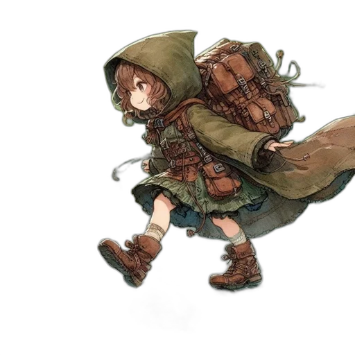 jacket, weapon, creature, umbrella, concept art, fantasy art, watercolor, pixel art transparent PNG cut-out