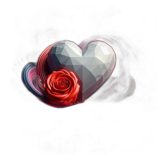 jewelry, flower, concept art, photorealistic, 3d render, pixel art, red, colored transparent PNG cut-out