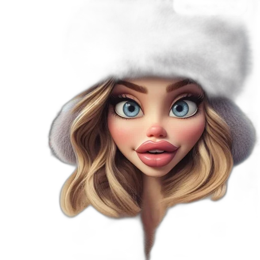 hat, face, photorealistic, cartoon, 3d render, concept art, snow, digital transparent PNG cut-out