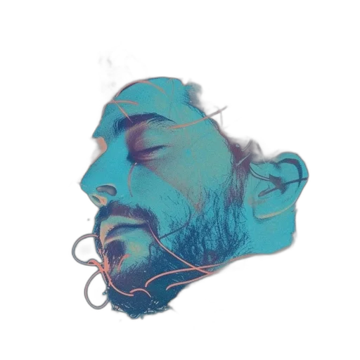 face, mask, crown, jacket, vaporwave, photorealistic, concept art, watercolor transparent PNG cut-out