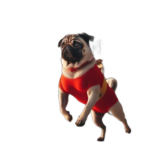 animal, creature, staff, dress, 3d render, concept art, photorealistic, pug transparent PNG cut-out