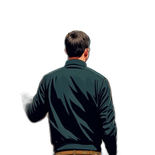 jacket, staff, face, robot, watercolor, comic book art, photorealistic, concept art transparent PNG cut-out
