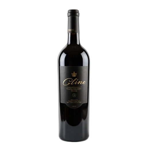 bottle, large, dark, wine, gold, label, featuring, word transparent PNG cut-out