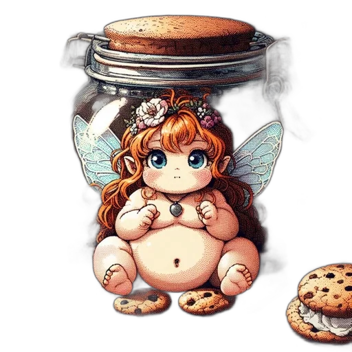 food, creature, concept art, pixel art, fantasy art, anime, small, fairy-like transparent PNG cut-out
