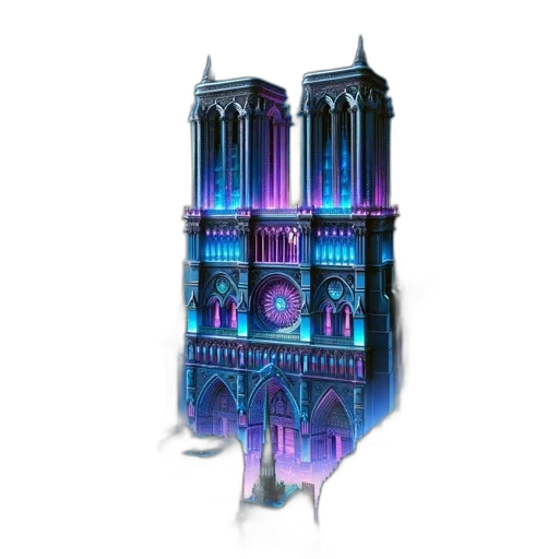 building, 3d render, concept art, vaporwave, pixel art, blue, pastel, colorful transparent PNG cut-out