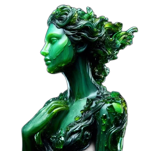crown, jewelry, dress, photorealistic, fantasy art, concept art, 3d render, green transparent PNG cut-out