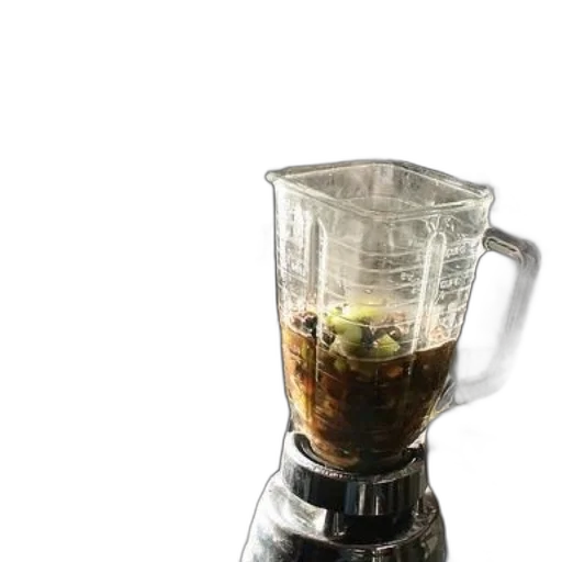 staff, food, blender, filled, hot, liquid, fruits, placed transparent PNG cut-out