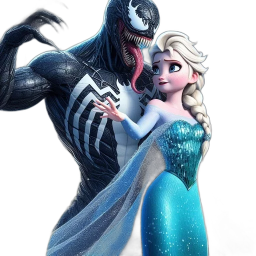 dress, concept art, comic book art, 3d render, underwater, snow, venom, elsa transparent PNG cut-out