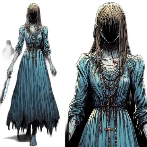 dress, concept art, comic book art, fantasy art, watercolor, blue, dark, woman transparent PNG cut-out