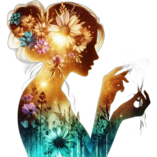 flower, dress, crown, fantasy art, concept art, watercolor, photorealistic, fire transparent PNG cut-out