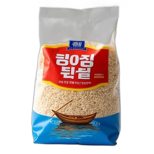 food, bag, brown, rice, red, yellow, label, featuring transparent PNG cut-out