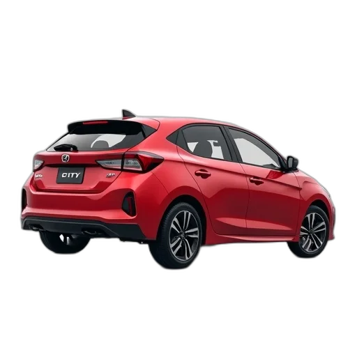 car, 3d render, red, compact, sleek, design, modern, features transparent PNG cut-out