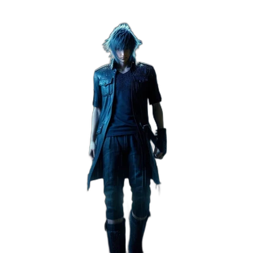 jacket, staff, hat, weapon, concept art, cyberpunk, 3d render, pixel art transparent PNG cut-out