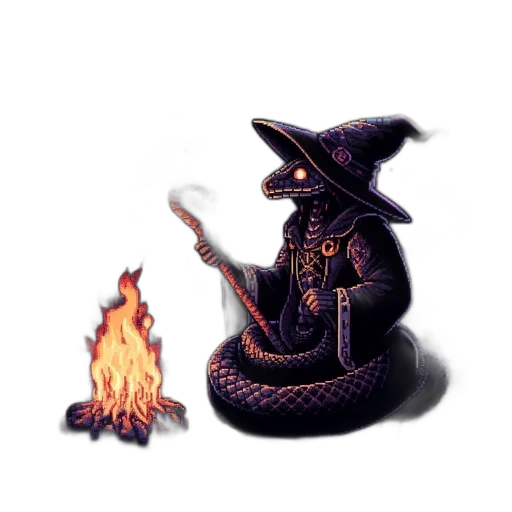 staff, hat, dragon, weapon, pixel art, fantasy art, concept art, 3d render transparent PNG cut-out