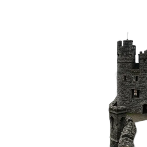 dragon, building, crown, sword transparent PNG cut-out