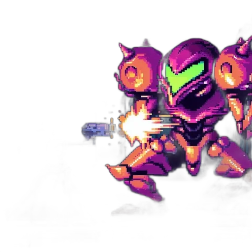 robot, weapon, creature, pixel art, concept art, 3d render, cyberpunk, outer space transparent PNG cut-out