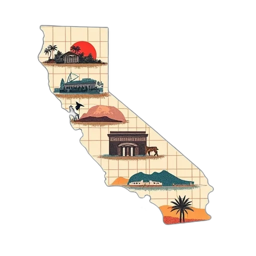 concept art, pixel art, stylized, map, california, grid, overlay, where transparent PNG cut-out