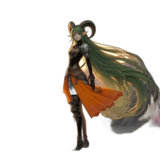 hair, creature, dragon, mask, concept art, fantasy art, 3d render, anime transparent PNG cut-out