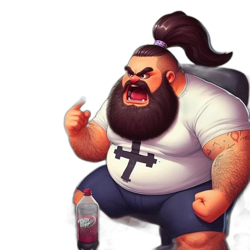 concept art, cartoon, fantasy art, pixel art, intense, man, long, beard transparent PNG cut-out