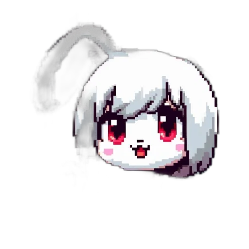 creature, animal, hair, staff, pixel art, anime, concept art, watercolor transparent PNG cut-out