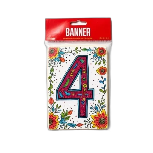 colorful, hand-drawn, banner, number, center, surrounded, various, patterns transparent PNG cut-out