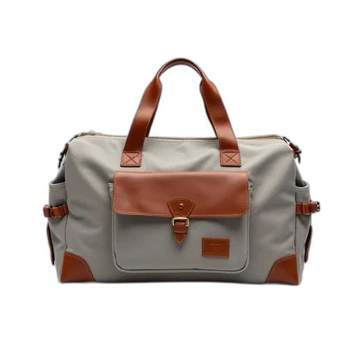 3d render, earth tones, sturdy, canvas, duffel, bag, brown, leather transparent PNG cut-out