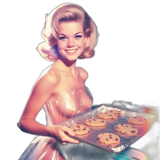 food, photorealistic, watercolor, comic book art, concept art, vintage-styled, woman, blonde transparent PNG cut-out