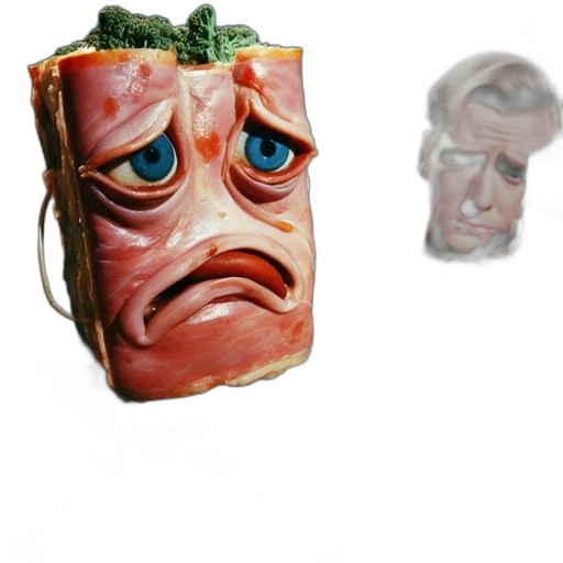 mask, face, food, creature, concept art, 3d render, photorealistic, vaporwave transparent PNG cut-out