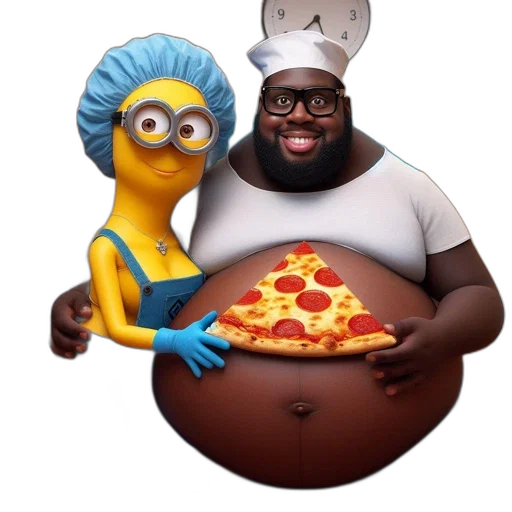 food, concept art, 3d render, cartoon, two, animated, characters, dressed transparent PNG cut-out