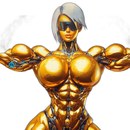 robot, jewelry, concept art, 3d render, comic book art, fantasy art, golden, futuristic transparent PNG cut-out