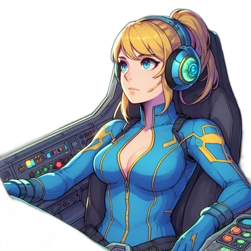 jacket, robot, staff, dress, pixel art, anime, cyberpunk, concept art transparent PNG cut-out
