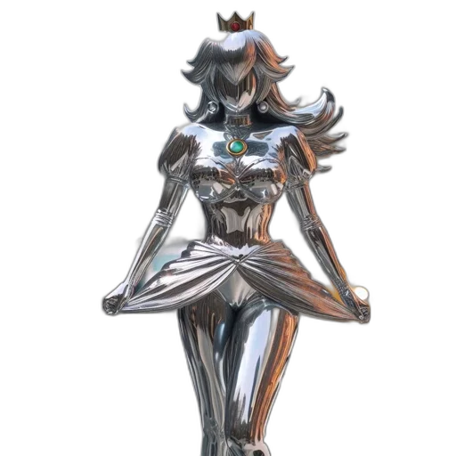 crown, robot, sword, jewelry, concept art, 3d render, fantasy art, vaporwave transparent PNG cut-out