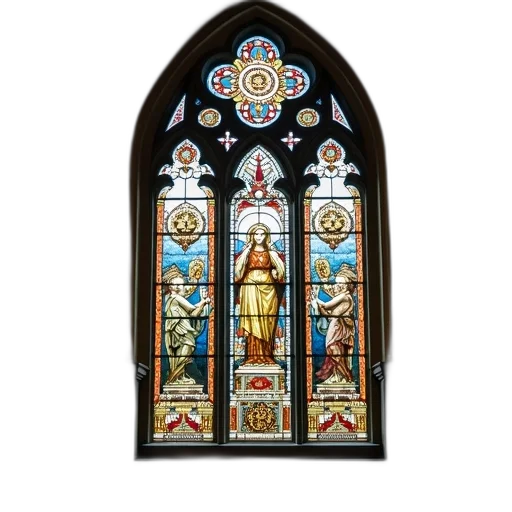 3d render, first, image, shows, large, ornate, stained, glass transparent PNG cut-out