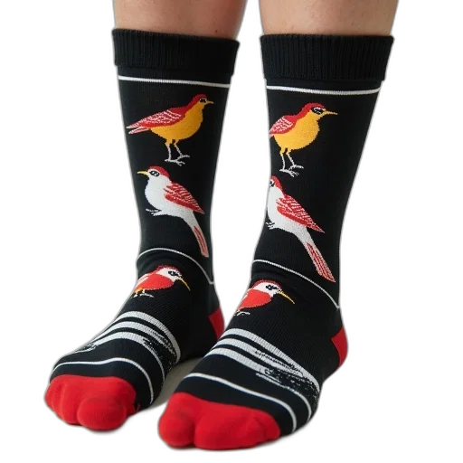 socks, colorful, bird, graphics transparent PNG cut-out