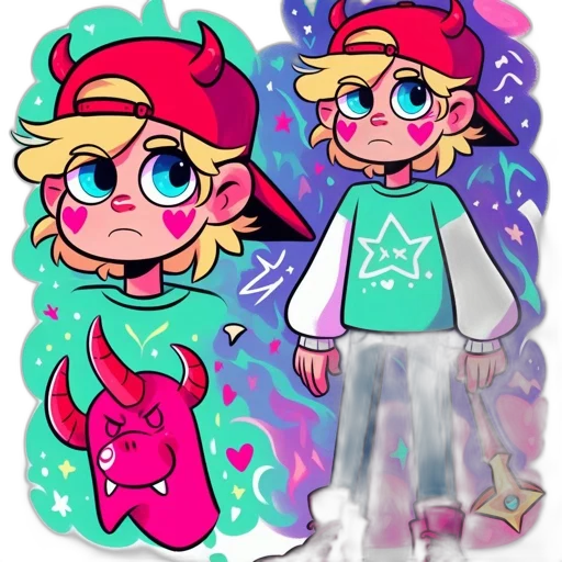 creature, concept art, cartoon, vaporwave, anime, neon, red, colorful transparent PNG cut-out