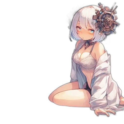 dress, flower, crown, creature, pixel art, concept art, anime, watercolor transparent PNG cut-out