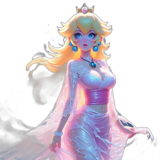 dress, crown, concept art, fantasy art, pixel art, vaporwave, pastel, blue transparent PNG cut-out