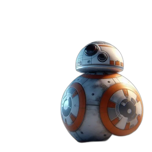 robot, 3d render, concept art, photorealistic, bb-8-like, droid, stands, desert transparent PNG cut-out
