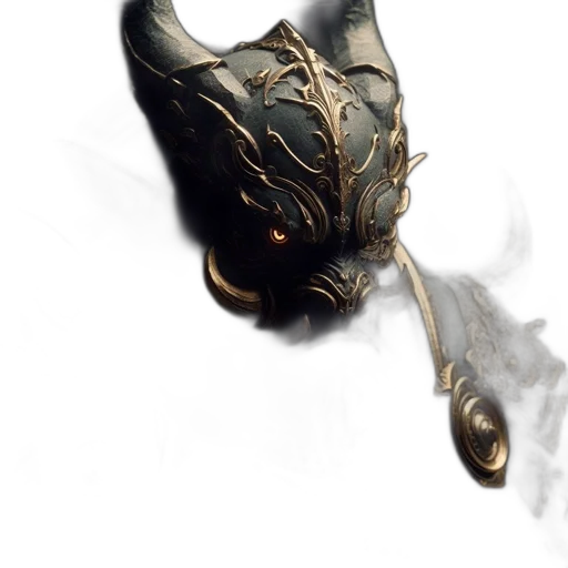 mask, dragon, crown, weapon, fantasy art, concept art, photorealistic, watercolor transparent PNG cut-out