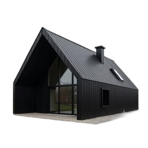building, 3d render, photorealistic, dark, black, house, has, partially transparent PNG cut-out