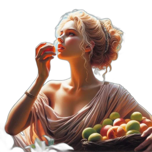 food, dress, jewelry, photorealistic, oil painting, concept art, fantasy art, young transparent PNG cut-out