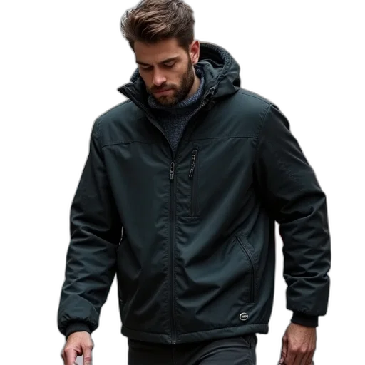 jacket, staff, cyberpunk, 3d render transparent PNG cut-out