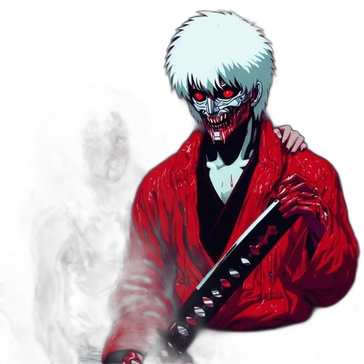 creature, jacket, concept art, comic book art, pixel art, anime, fire, red transparent PNG cut-out