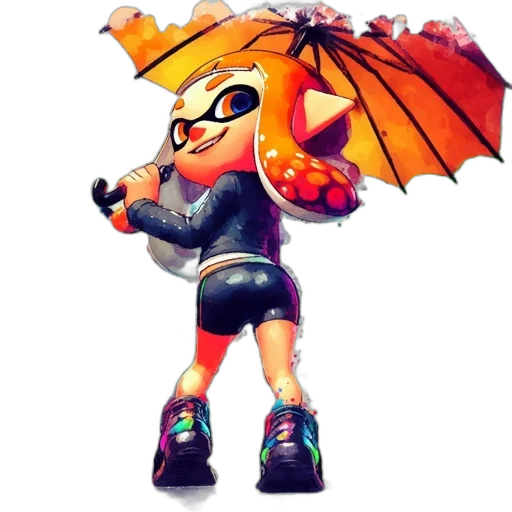 umbrella, jacket, weapon, concept art, 3d render, pixel art, vaporwave, golden transparent PNG cut-out