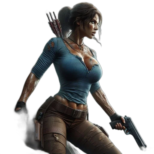 weapon, concept art, comic book art, pixel art, fantasy art, adventurous, woman, ruggedly transparent PNG cut-out