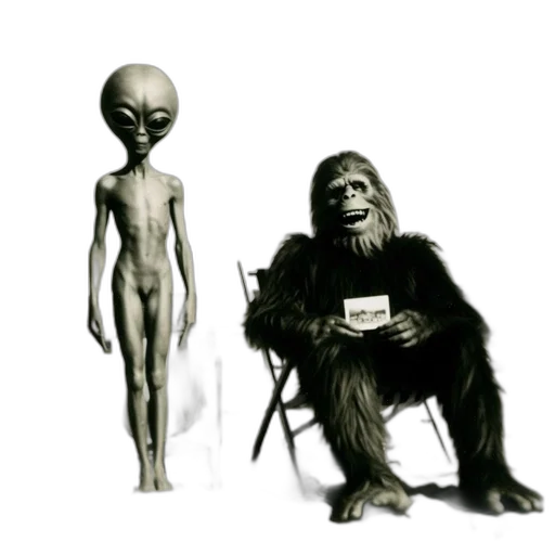 creature, animal, concept art, comic book art, outer space, alien, bigfoot-like, figure transparent PNG cut-out