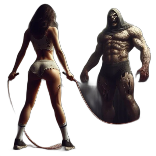 creature, concept art, fantasy art, comic book art, 3d render, earth tones, woman, menacing transparent PNG cut-out