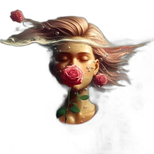 face, mask, flower, crown, fantasy art, concept art, photorealistic, 3d render transparent PNG cut-out