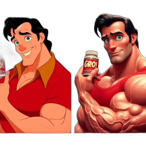 bottle, cartoon, concept art, comic book art, anime, red, two, side-by-side transparent PNG cut-out