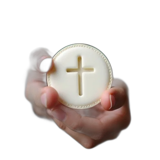 jewelry, weapon, food, 3d render, hand, holding, white, communion transparent PNG cut-out